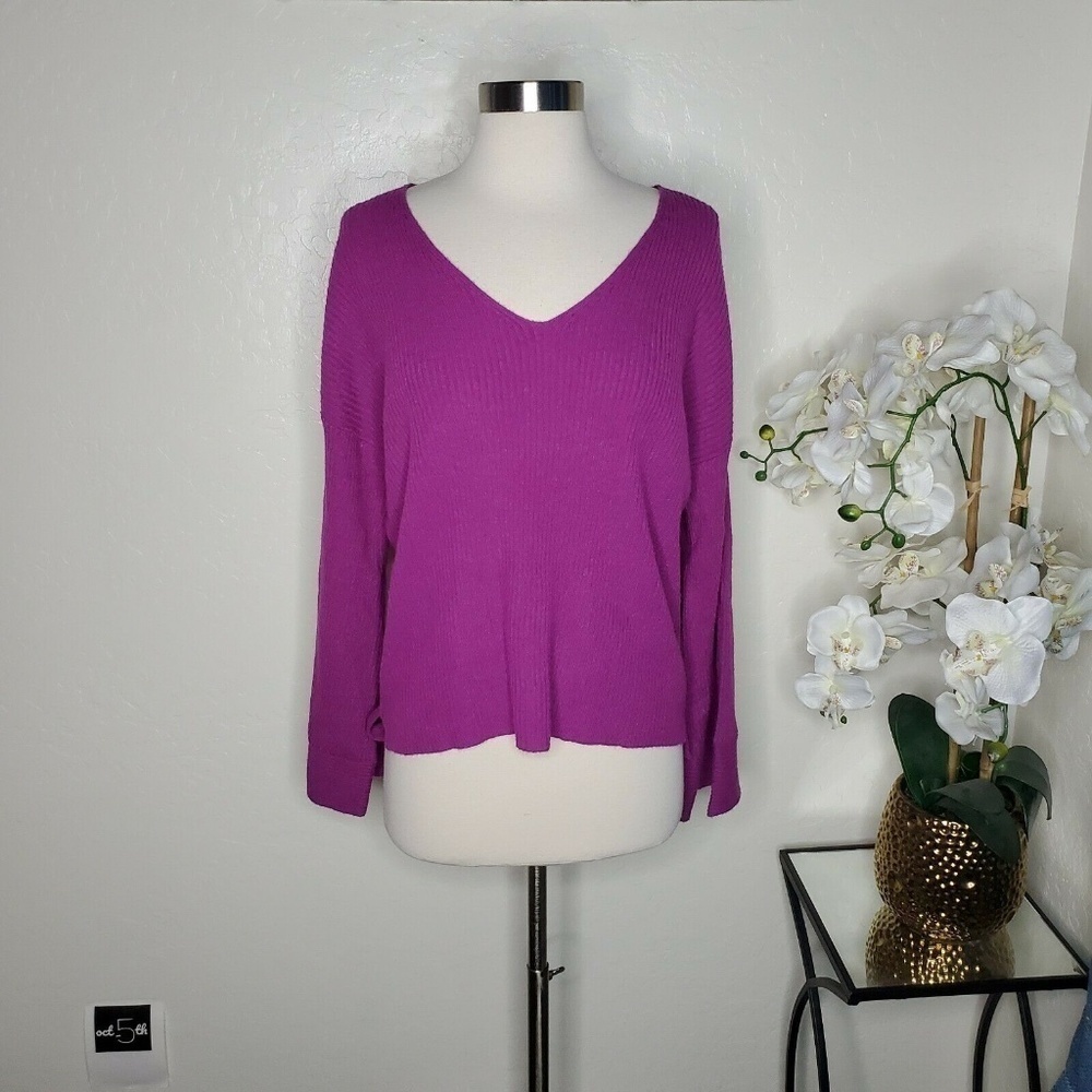 Free Press Women’s Ribbed Knit V-neck Sweater